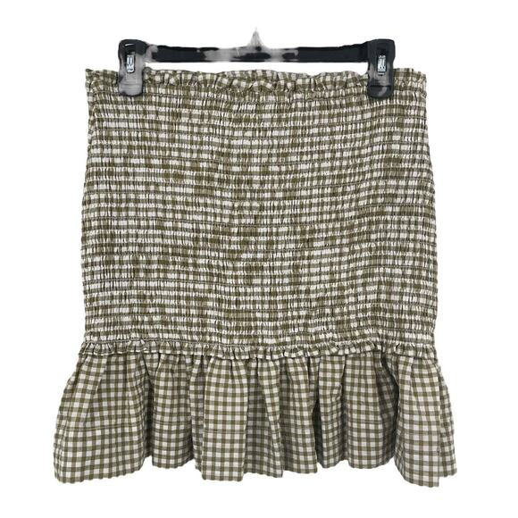 Veronica Beard skirt Alyoa Smocked Gingham Mini size Large L - Picture 3 of 4